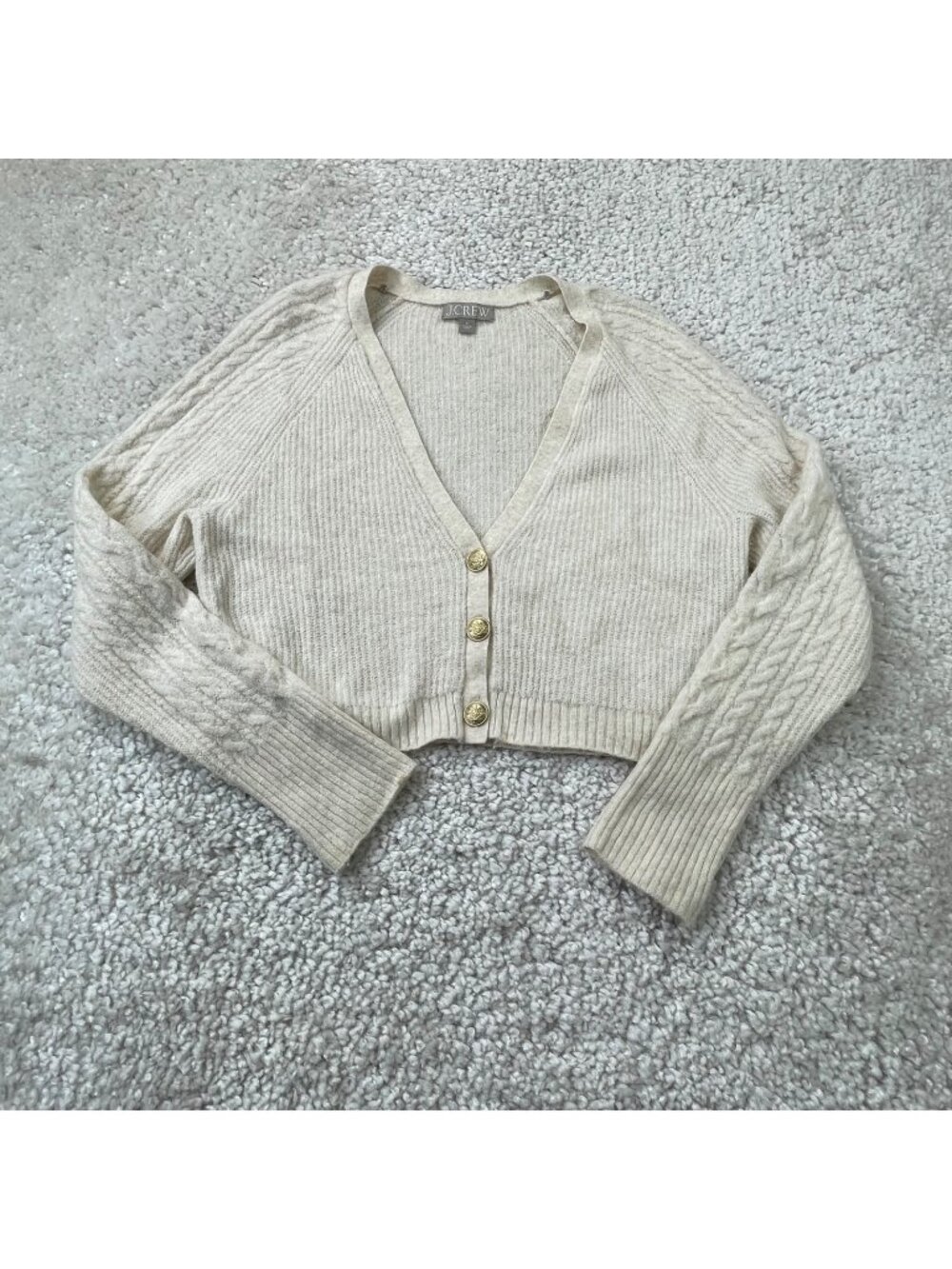 J.Crew Supersoft Cropped Cable Knit Cardigan Sweater Womens Small